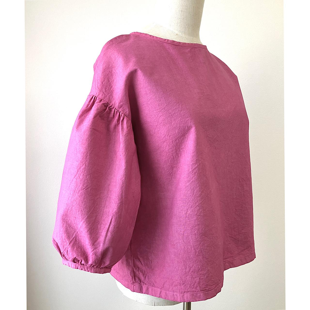 草木染オーガニックコットンのリラブラウス＊コチニールピンク