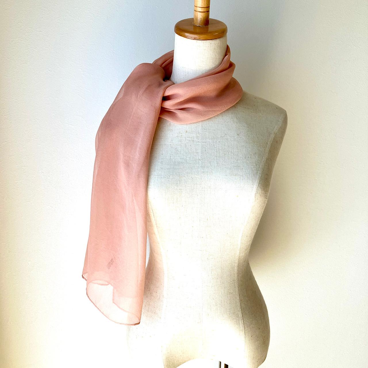 桜染めシルクシフォンストール＊ソメイヨシノ草木染め