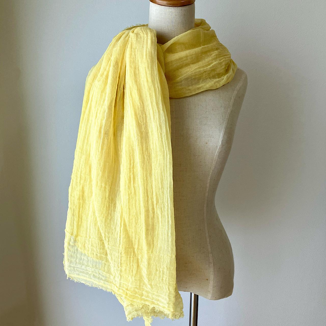 草木染めオーガニックコットンストール＊マリーゴールドイエロー