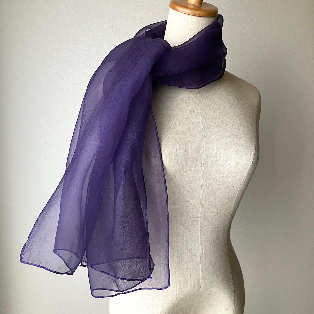 草木染めシルクオーガンジーストール*ログウッドパープル1枚目の画像